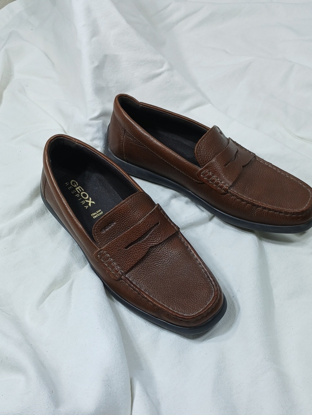 Geox Men's Brown Leather Penny Loafers